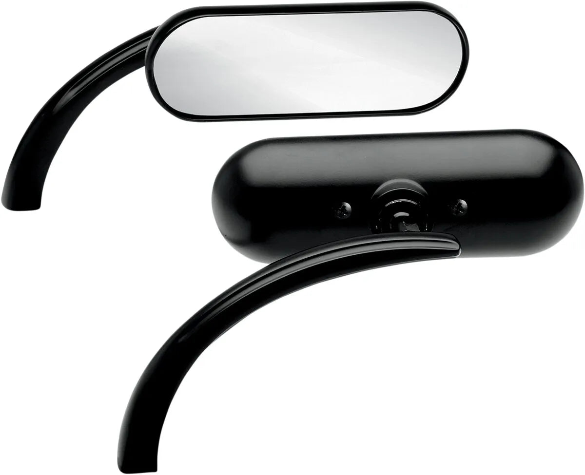 Arlen Ness Micro-mirror - Black, Convex, Oval