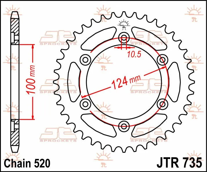 Jt Sprockets Steel Rear Sprocket - 520 Chain