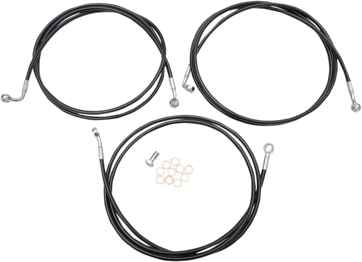 La Choppers Black Braided Brake Line Kit With Abs