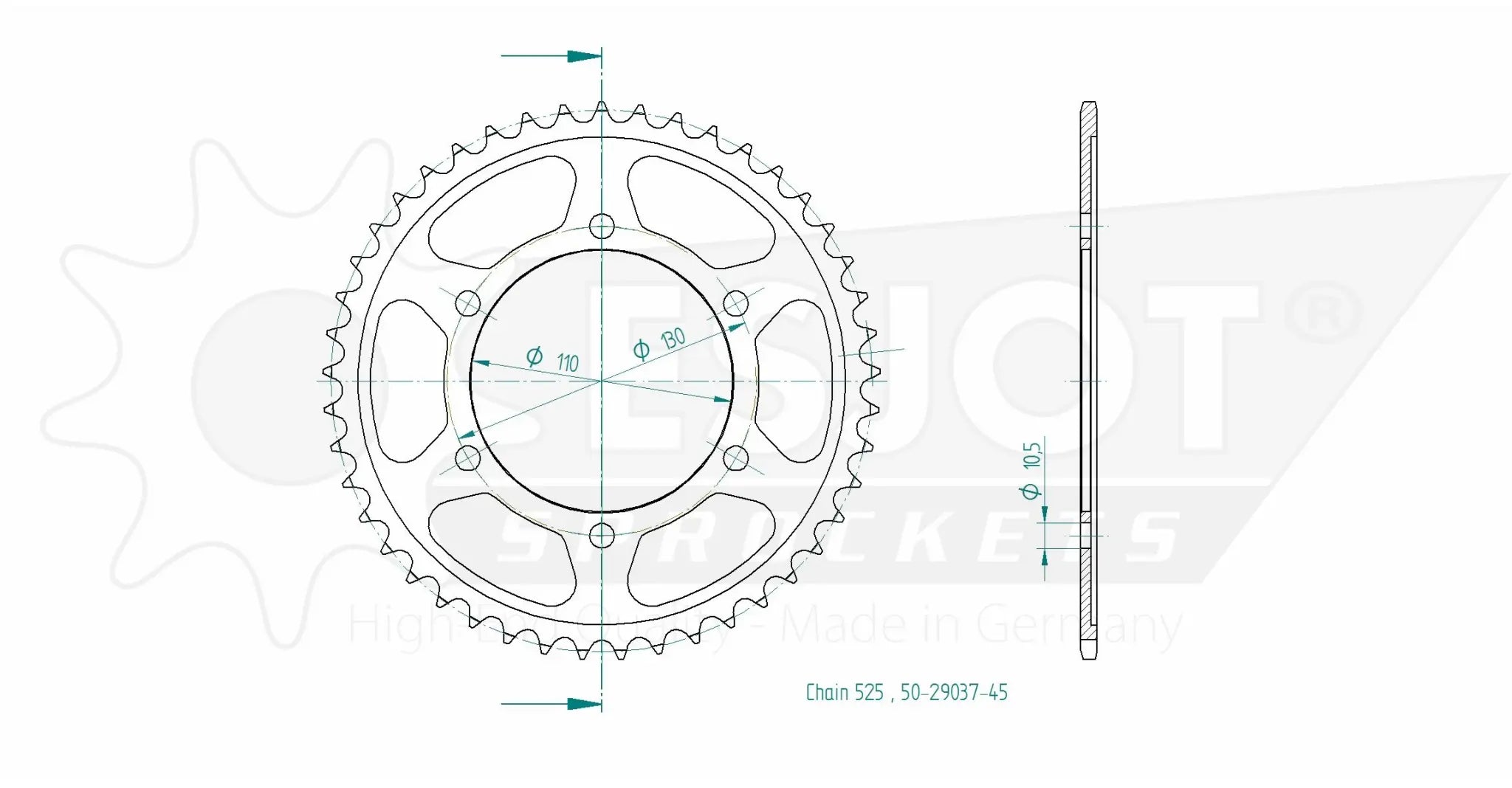 Esjot 525 Steel Rear Sprocket