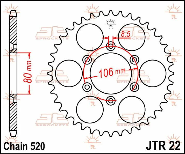Jt Sprockets Steel Rear Sprocket - 520 45t