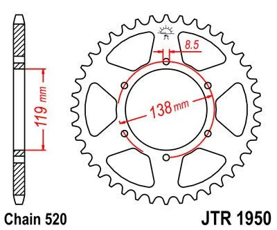 Jt Sprockets Steel Rear Sprocket - 520, 48t