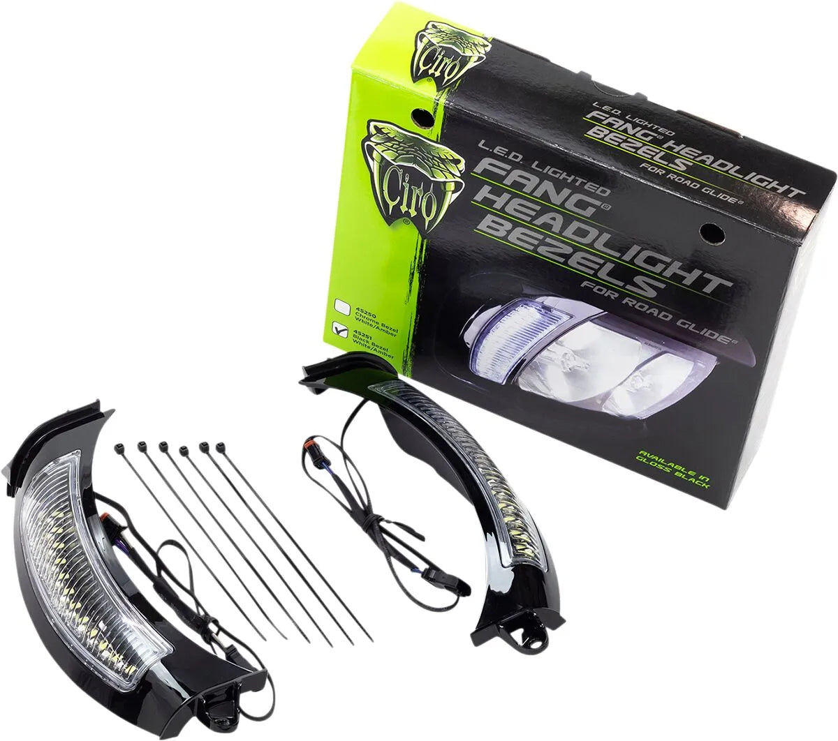 Ciro Fang® Headlight Bezels - White/amber Led