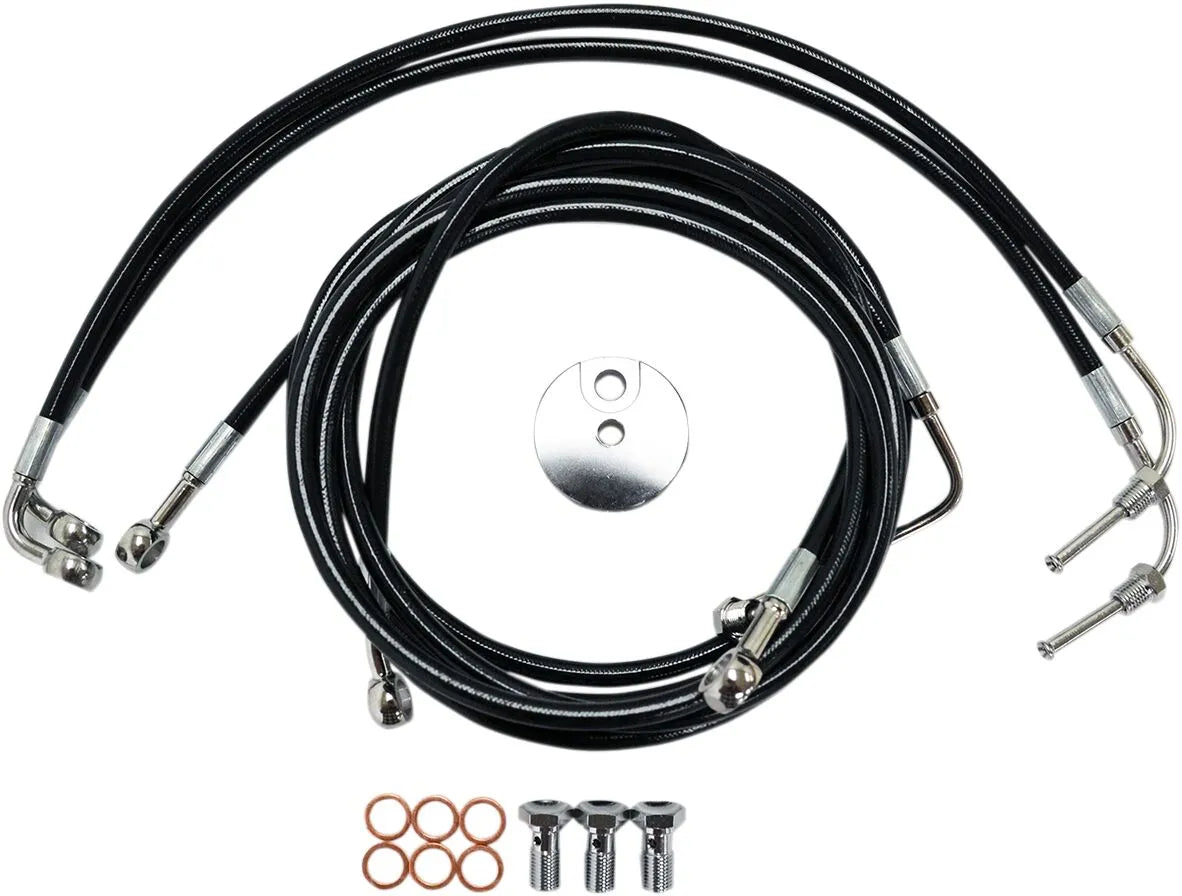 La Choppers Black Braided Brake Line Kit With Abs