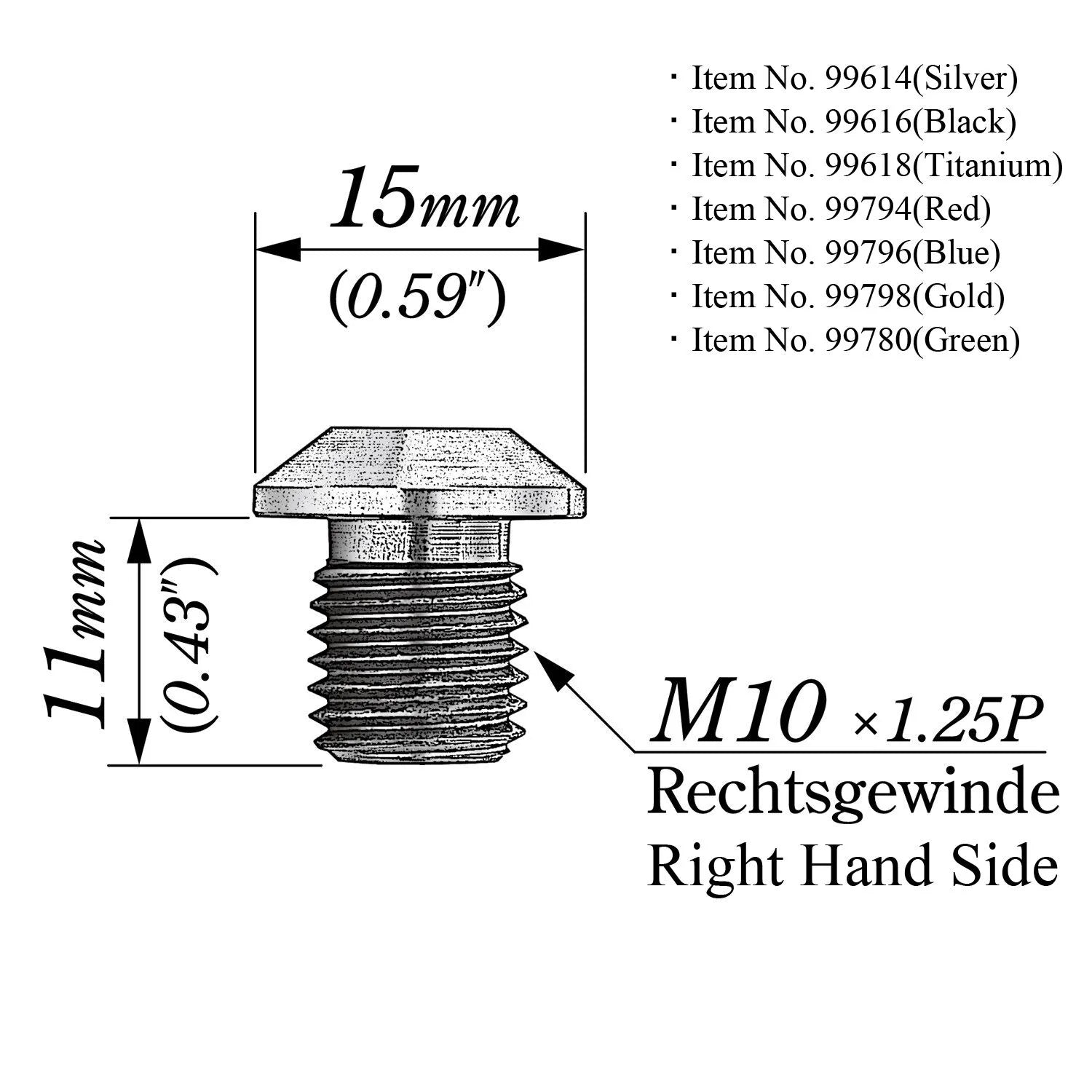 Daytona M10 Mirror Plug Bolt