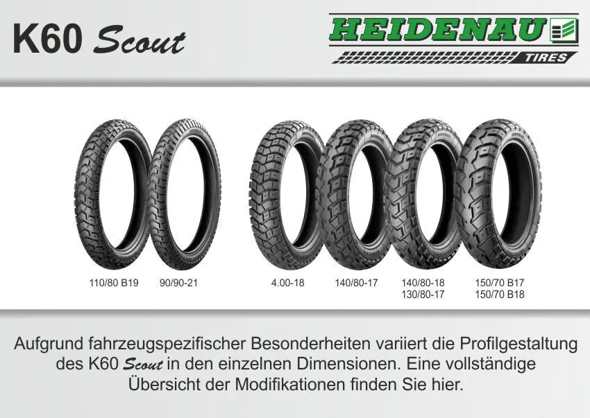 Heidenau K60 Scout Tire 140/80-17 Rear Tubeless