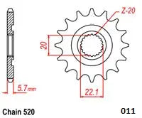 Moto-master Steel Ultralight Front Sprocket