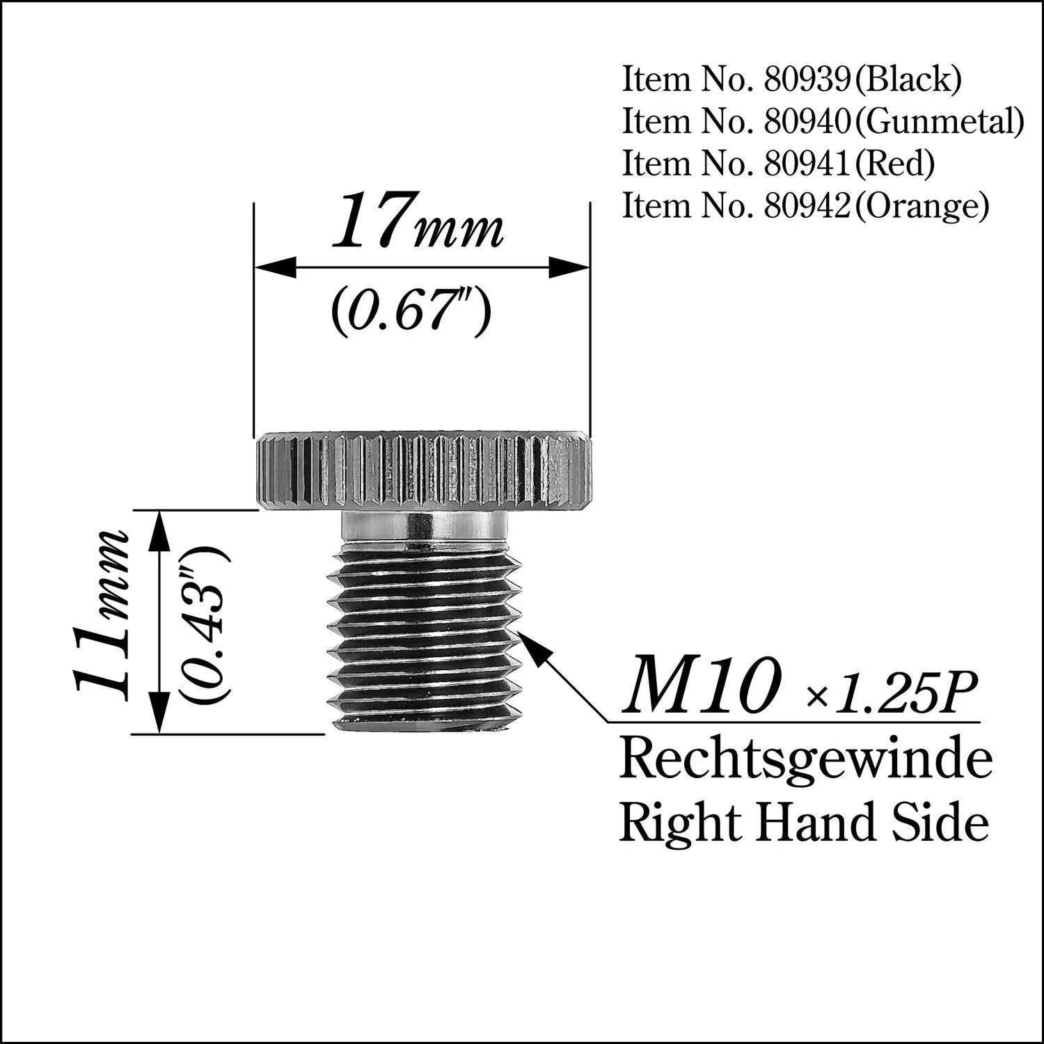 Daytona Mirror Plug Bolt M10 X 1.25