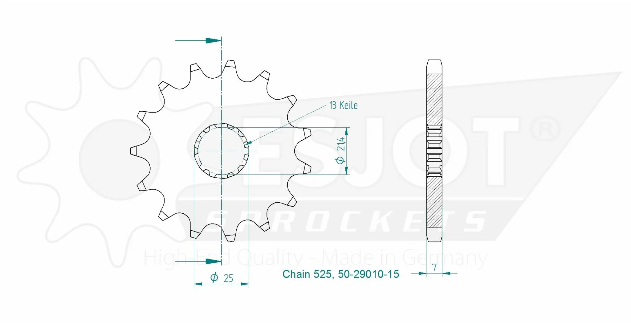 Esjot 525 Front Sprocket - High-performance Steel