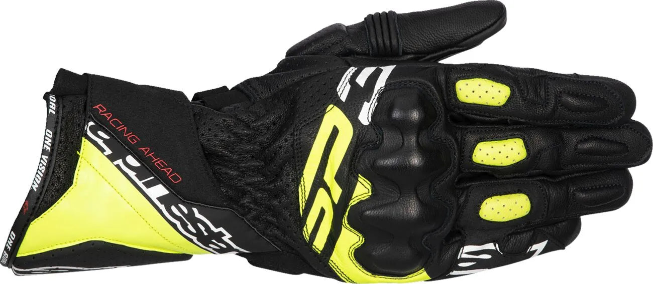 Alpinestars Sp-3 Leather Motorcycle Gloves - Black/White/Fluorescent Yellow