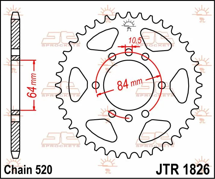Jt Sprockets Steel Rear Sprocket - 520, 37t
